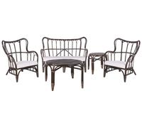 Beliani Garden Lounge Set With Table 4 Seater Brindisi Rattan Dark Brown
