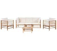 Garden Lounge Set with Table 5 Seater CERRETO Bamboo Wood Off-White