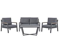 Beliani Garden Lounge Set With Table 4 Seater Delia Metal Grey