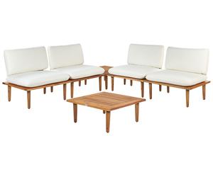 Sofa Set FRASCATI FSC® Certified Acacia Wood Off-White 4 Seater
