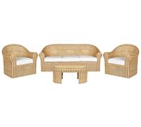 Beliani Garden Lounge Set With Table 5 Seater Livadeia Rattan Natural