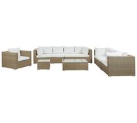 Sofa Set MAESTRO PE Rattan Light Brown 8 Seater