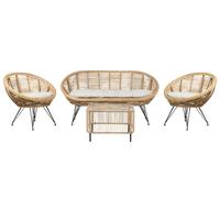 Beliani Garden Lounge Set With Table 4 Seater Maratea/cesenatico Rattan Natural