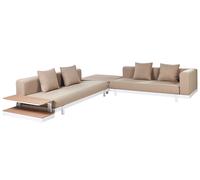 Beliani Garden Corner Sofa With Table 5 Seater Missanello Beige