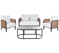 Garden Lounge Set with Table 4 Seater MONTEFALCO Metal White
