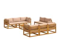 Sofa Set Natural Solid Acacia Wood Outdoor Garden Lounge Set Patio Wooden vidaX