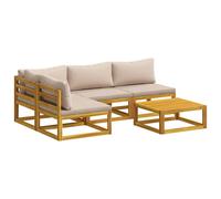 Sofa Set Natural Solid Acacia Wood Outdoor Garden Lounge Set Patio Wooden vidaX