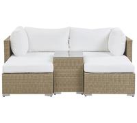 Sofa Set NOTO PE Rattan Light Brown 2 Seater