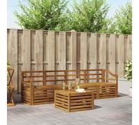 Sofa Set Outdoor Natural Solid Acacia Wood 59x59x37cm Slatted Modular Garden Set