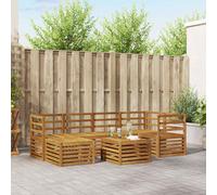 Sofa Set Outdoor Natural Solid Acacia Wood 6-Piece Modular Corner 63cm Slatted.