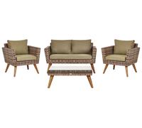 Garden Lounge Set with Table 4 Seater VITTORIA PE Rattan Olive Green