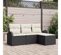 Sofa Set With Cushion 4 Pcs Black And White Poly Rattan