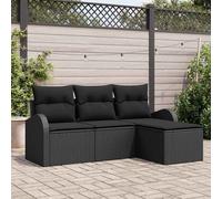 Sofa Set With Cushion With Storage 4 Pcs Black Poly Rattan
