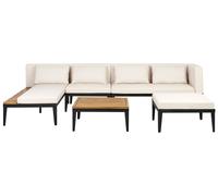 Sofa Set with Table BRACCIANO Certified Acacia Wood with Footstool Light Beige
