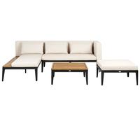 Sofa Set with Table BRACCIANO Certified Acacia Wood with Footstool Light Beige