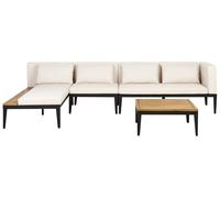 Garden Corner Sofa with Table 4 Seater BRACCIANO Certified Acacia Wood Light Beige Right Hand