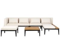 Garden Lounge Set with Table and Ottoman 4 Seater BRACCIANO Left Hand Light Beige Certified Acacia Wood