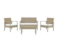 Beliani Sofa Set With Table Marsala Pe Rattan Light Brown