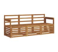Outdoor Sectional Sofa 197.5 x 63 x 73 cm Slatted Natural Solid Acacia Wood 3pc
