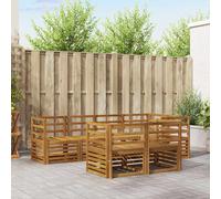 vidaXL Sofa Set 7 pcs Slatted Modular Corner Outdoor Natural Solid Acacia Wood 245x126.5x73 cm