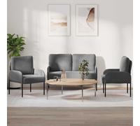 Sofa Sets With Cushion 3 Pcs Dark Grey 115 X 56 X 80 Cm Plywood