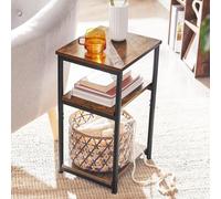 Sofa Side Table, 3-Tier End Table, Bedside Table, For Living Room, Bedroom, Home Office, Rustic Brown And Classic Black