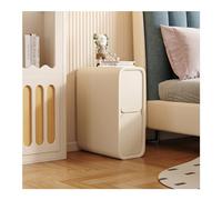 Sofa Side Table | Minimalist Slim End Table with 2 Drawers | Microfiber Leather Nightstand for Small Spaces