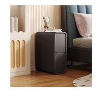 Sofa Side Table | Minimalist Slim End Table with 2 Drawers | Microfiber Leather Nightstand for Small Spaces