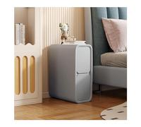 Sofa Side Table | Minimalist Slim End Table with 2 Drawers | Microfiber Leather Nightstand for Small Spaces