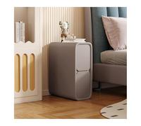 Sofa Side Table | Minimalist Slim End Table with 2 Drawers | Microfiber Leather Nightstand for Small Spaces