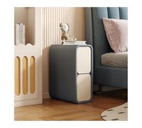 Sofa Side Table | Minimalist Slim End Table with 2 Drawers | Microfiber Leather Nightstand for Small Spaces