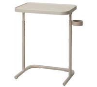 Sofa Side Table with Tilting Tray, Metal Bed End Table, Height Adjustable 60-70cm, Small Coffee Table, Folding Laptop Table, Beige, 46x35x(60-70) cm