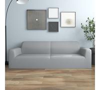 Sofa Slipcover 3-Seater Grey Stretch Polyester Jersey 90-140cm Fit Durable120gsm
