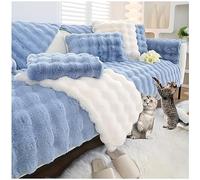 Sofa Slipcover Corner 3/2/1/4 Seater Sofa Cover, Non-Slip Sofa Cover, luxury rabbit plush sofa covers, Super Soft Faux Fur Furniture Protector for Sectional Couch (Light Blue,70x150cm)