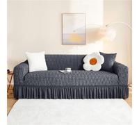 Sofa Slipcovers 1/2/3/4 Seater with Elastic Bottom and Skirt, Durable Washable Non Slip Stretchable Couch Sofa Chairs Cover Easy Fit Universal Furniture Protector for Kids/Pets (Grey,4 seat)