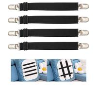 Sofa Slipcovers Holder Straps Magic Sofa Couch Covers Magic Sofa Covers Holder Clips 6 to 28inch(15-70cm) Adjustable Elastic Straps for Sofa Covers Cushion (4, Black)