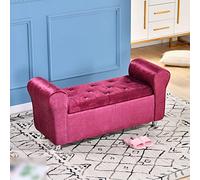Sofa Stool Footrest,bed End Stool,Contemparory Rolled Arm Storage Bench with Arms,Ice Velvet Fabric Storage Ottoman Bench,Modern Tufted Bed Bench Entryway Shoe Bench 39.3x15.7x15.7 Inch
