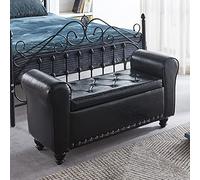 Sofa Stool Footrest, Contemporary Rolled Arm Storage Ottoman Bench, PU Leather Tufted Entryway Shoe Bench, Modern Design