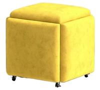 Sofa Stool, Multifunctional Makeup Stool, Stackable Ottoman with Swivel Casters, Ottoman Cube Chair Set for Living Room and Bedroom