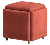 Sofa Stool, Multifunctional Makeup Stool, Stackable Ottoman with Swivel Casters, Ottoman Cube Chair Set for Living Room and Bedroom