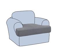 Sofa T Cushion Seat Covers Polar Fleece Couch Cushion Slipcovers for Individual Cushions Stretch Non-Slip with Elastic Bottom (Light grey,1 Seater)