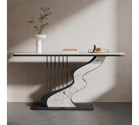 Sofa Table Console Table-Narrow Console Table with Rock Panel, Entryway Sofa Table, Simple Living Room End Table, Stable Metal Frame for Hallway, Foyer,（Black-2,120CM/47.2in）