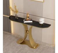 Sofa Table Console Table-Stone Slab Console Table Sintered Stone Entryway Table with Sculptural Metal Base Narrow Sofa Table Behind Couch Modern Minimalist Decor,（Gold C,120x30x80cm）
