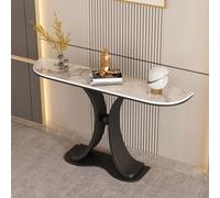 Sofa Table Console Table-Stone Slab Console Table Sintered Stone Entryway Table with Sculptural Metal Base Narrow Sofa Table Behind Couch Modern Minimalist Decor,（Black a,100x30x80cm）