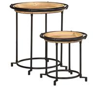 vidaXL 2 Piece Side Table Set Solid Wood Acacia end table sofa side table
