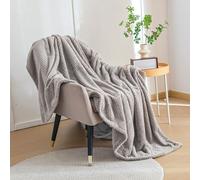 Sofa Throw Blanket 200 x 400 cm Super Soft and Warm Lightweight Checkered Pattern Blankets for All Seasons Sofa Throws Large 2 Seater for Bed, Couch, Settee, Light Grey
