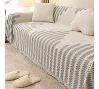 Sofa Throw Blanket, Extra Large Chenille Blanket with Geometric Stripes for 2-4 Seater Sofas, Versatile and Stylish Home Decor