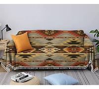 Sofa Towel Aztec Navajo Geometric Seamless Pattern Native American Southwest Cover Chair Slipcovers Cotton and Linen Weaving Tassel Soft Non-Slip Decoration Blanket Background Furniture Protector