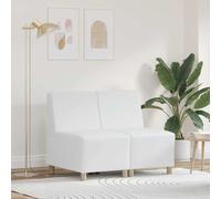 Sofa Unit Armless 2pc Faux Leather White 55 x 74 x 82 cm Modular Seat Compact UK