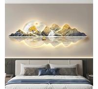 SOFACHEN Wall Hanging Decor with LED Light,Plug-in Power Supply 3D Wall Art Decor, Frameless design, Modern crystal porcelain wall decor For Living Room, Entrance, Bedroom(Color A,180cm)
